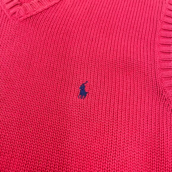 Polo Ralph Lauren Mens VTG Heavyweight Pink Cable Knit Cotton Sweater Vest Sz XL - Picture 2 of 10